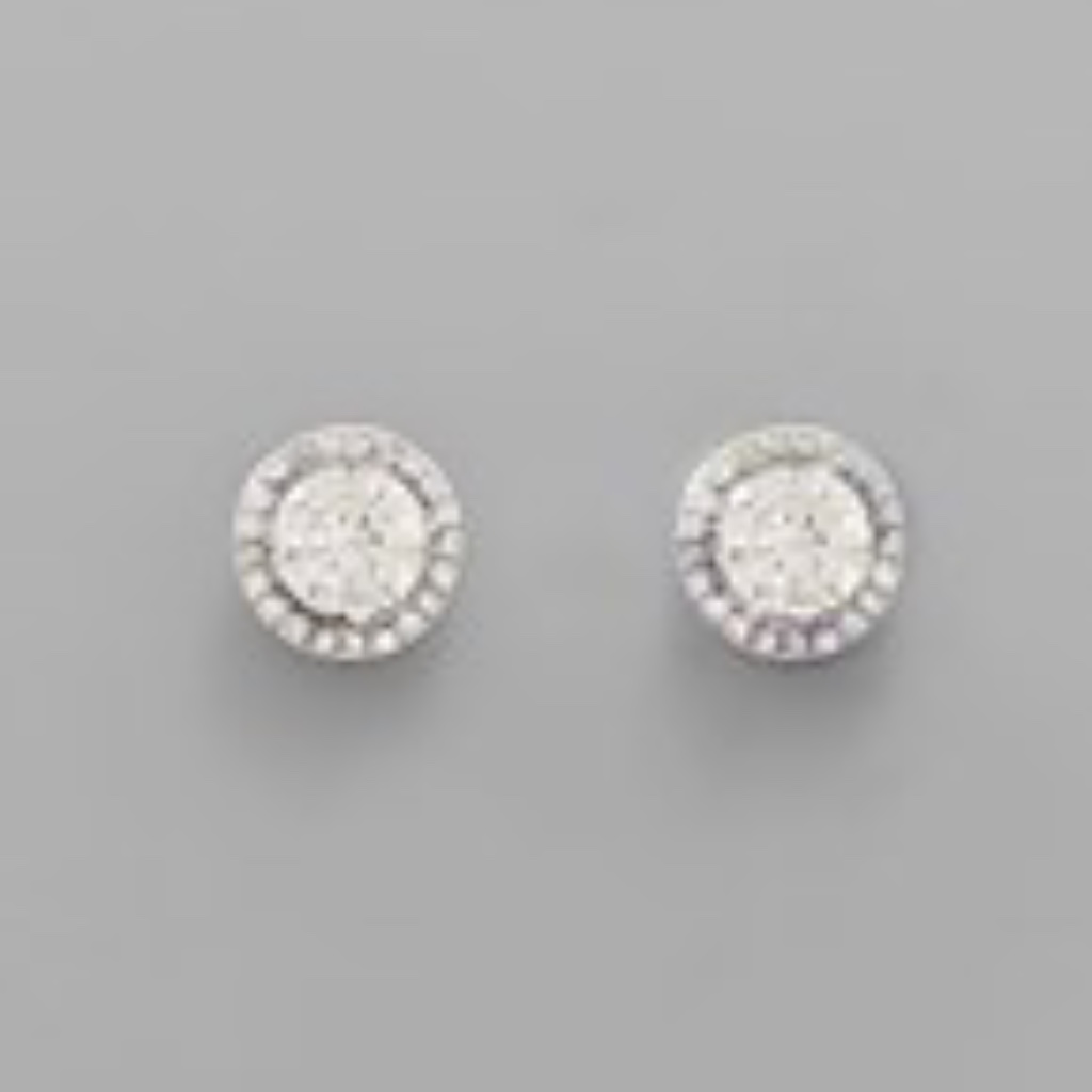 Round Cz WTrim Stud Post Earring 75$